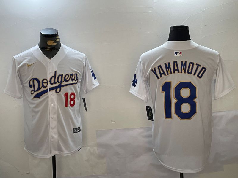 Men Los Angeles Dodgers #18 Yamamoto White Game 2024 Nike MLB Jersey style 12111->women mlb jersey->Women Jersey